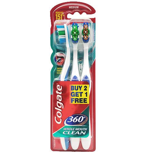 Colgate 360 Degree Whole Mouth Clean Soft Bristle Toothbrush Buy 2 Get 1 Free