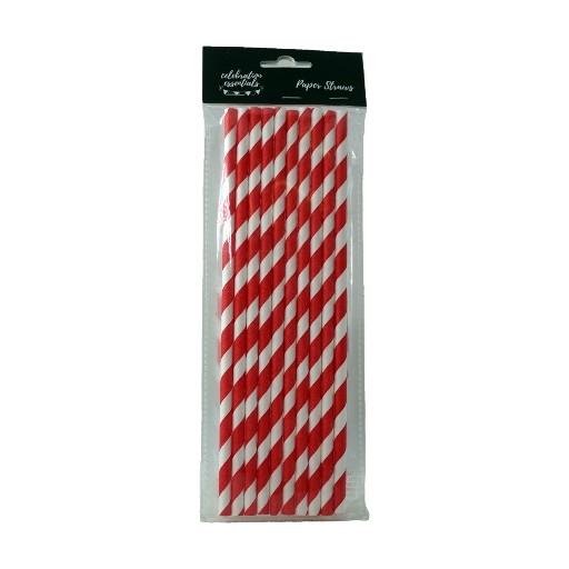 Celebrations Red Striped Paper Straws