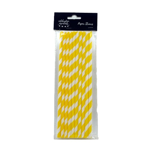 Celebrations Yellow Striped Paper Straws
