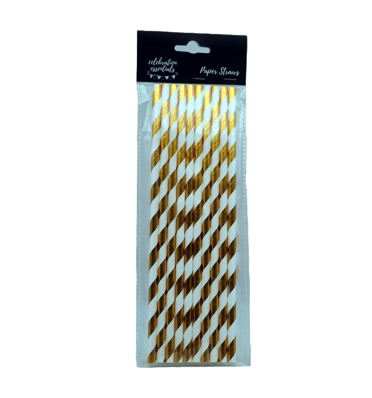 Celebrations Gold Striped Paper Straws