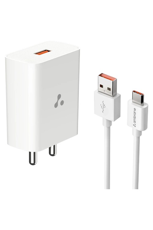 Ambrane Wall Charger Uni18 White With Type C Cable