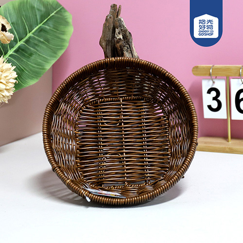 LN063 Wrought Iron Medium Wide-brimmed Round Basket