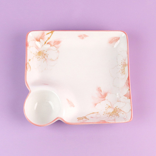 Moon Full of Flowers 9 inch Square Dumpling Plate