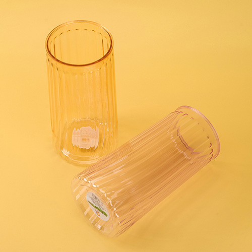 Plastic Vase Cylindrical Vertical Stripes