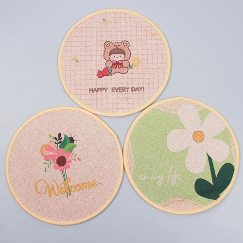 2020 Fine Linen Round Placemat Heat Insulation Mat