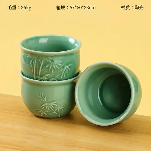Celadon Embossed Bamboo Jar Cup