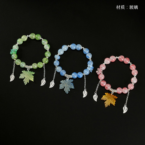 Ink Maple Peach Blossom Bracelet