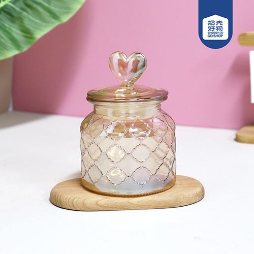 677 Butterfly Love Flower Amber Mesh Glass Storage Jar